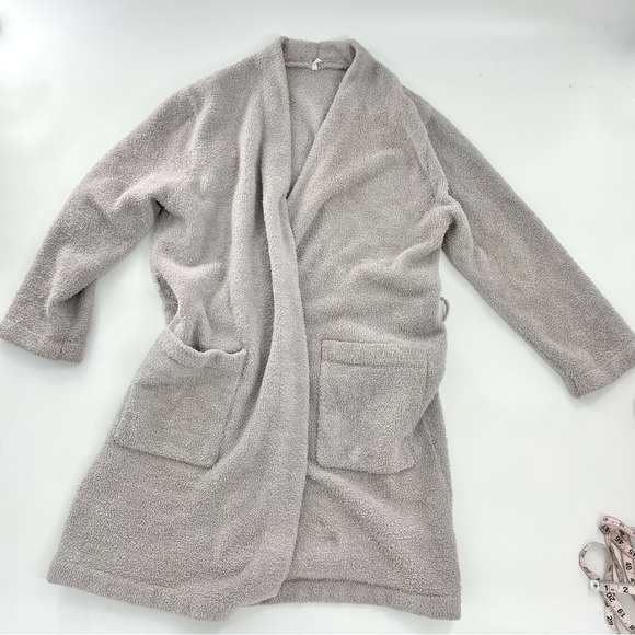 Pottery Barn Unisex Light Gray Plush Knee Length Robe Duster Medium‎ - Picture 2 of 8